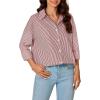 imageLYANER Womens Button Down Shirts Striped Classic Long Sleeve Collared V Neck Office Work Blouses TopsRed