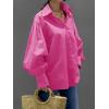 imageLYANER Womens Collar V Neck Lantern Long Sleeve Blouse Button Dwon Loose Shirt TopRose Red