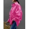 imageLYANER Womens Collar V Neck Lantern Long Sleeve Blouse Button Dwon Loose Shirt TopRose Red