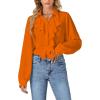 imageLYANER Womens Fall Long Sleeve Collar V Neck Button Down Ruffle Blouse Victorian Shirt TopsOrange