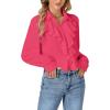 imageLYANER Womens Fall Long Sleeve Collar V Neck Button Down Ruffle Blouse Victorian Shirt TopsRose