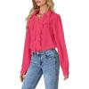 imageLYANER Womens Fall Long Sleeve Collar V Neck Button Down Ruffle Blouse Victorian Shirt TopsRose