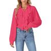 imageLYANER Womens Fall Long Sleeve Collar V Neck Button Down Ruffle Blouse Victorian Shirt TopsRose