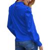 imageLYANER Womens Satin Mock Neck Puff Long Sleeve Keyhole Work Blouse TopBlue