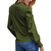 imageLYANER Womens Satin Mock Neck Puff Long Sleeve Keyhole Work Blouse TopGreen