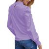imageLYANER Womens Satin Mock Neck Puff Long Sleeve Keyhole Work Blouse TopPurple
