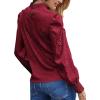 imageLYANER Womens Satin Mock Neck Puff Long Sleeve Keyhole Work Blouse TopWine Red