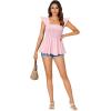 imageLYANER Womens Square Neck Ruffle Cap Sleeve Smocked Peplum Top Babydoll Shirred Blouse Cami TankLight Pink