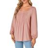 imageLYANER Womens Square Neck Tunic Top Puff Long Sleeve Pleated Flowy TShirtsDusty Pink
