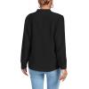 imageLYANER Womens V Neck Shirred Long Sleeve Office Elegant Tunic Blouse TopBlack