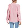 imageLYANER Womens V Neck Shirred Long Sleeve Office Elegant Tunic Blouse TopLight Pink
