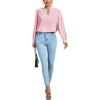 imageLYANER Womens V Neck Shirred Long Sleeve Office Elegant Tunic Blouse TopLight Pink
