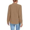 imageLYANER Womens V Neck Shirred Long Sleeve Office Elegant Tunic Blouse TopSolid Khaki