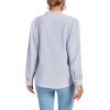 imageLYANER Womens V Neck Shirred Long Sleeve Office Elegant Tunic Blouse TopSolid Light Royal