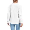 imageLYANER Womens V Neck Shirred Long Sleeve Office Elegant Tunic Blouse TopWhite