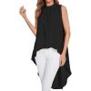 imageLYANER Womens Asymmetrical High Low Sleeveless Mock Neck Flowy Blouse TopsBlack