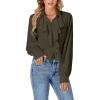 imageLYANER Womens Fall Long Sleeve Collar V Neck Button Down Ruffle Blouse Victorian Shirt TopsAmy Green