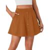 imageLYANER Womens Above Knee Length Casual Skirt Stretchy Button High Waist ALine Flared Vintage Mini Skater Skirts with PocketCaramel