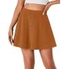 imageLYANER Womens Above Knee Length Casual Skirt Stretchy Button High Waist ALine Flared Vintage Mini Skater Skirts with PocketCaramel