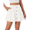 imageLYANER Womens Above Knee Length Casual Skirt Stretchy Button High Waist ALine Flared Vintage Mini Skater Skirts with PocketWhite