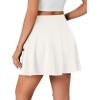 imageLYANER Womens Above Knee Length Casual Skirt Stretchy Button High Waist ALine Flared Vintage Mini Skater Skirts with PocketWhite