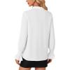 imageLYANER Womens Bow Tie Front Smocked Long Sleeve Blouse Elegant Office Shirt TopWhite