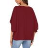 imageLYANER Womens Casual Loose Off Shoulder Batwing Half Sleeve Blouse Shirt Tunic TopBurgundy