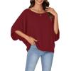 imageLYANER Womens Casual Loose Off Shoulder Batwing Half Sleeve Blouse Shirt Tunic TopBurgundy