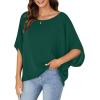 imageLYANER Womens Casual Loose Off Shoulder Batwing Half Sleeve Blouse Shirt Tunic TopDark Green