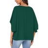 imageLYANER Womens Casual Loose Off Shoulder Batwing Half Sleeve Blouse Shirt Tunic TopDark Green