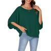 imageLYANER Womens Casual Loose Off Shoulder Batwing Half Sleeve Blouse Shirt Tunic TopDark Green