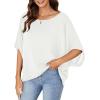 imageLYANER Womens Casual Loose Off Shoulder Batwing Half Sleeve Blouse Shirt Tunic TopWhite
