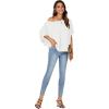 imageLYANER Womens Casual Loose Off Shoulder Batwing Half Sleeve Blouse Shirt Tunic TopWhite