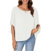 imageLYANER Womens Casual Loose Off Shoulder Batwing Half Sleeve Blouse Shirt Tunic TopWhite