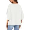 imageLYANER Womens Casual Loose Off Shoulder Batwing Half Sleeve Blouse Shirt Tunic TopWhite