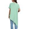 imageLYANER Womens Casual Mock Neck Short Sleeve Irregular Hem Loose Blouse Long Shirt TopLight Green