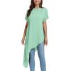 imageLYANER Womens Casual Mock Neck Short Sleeve Irregular Hem Loose Blouse Long Shirt TopLight Green