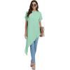 imageLYANER Womens Casual Mock Neck Short Sleeve Irregular Hem Loose Blouse Long Shirt TopLight Green