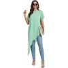 imageLYANER Womens Casual Mock Neck Short Sleeve Irregular Hem Loose Blouse Long Shirt TopLight Green