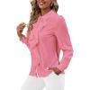 imageLYANER Womens Collar Neck Button Down Ruffle Front Long Sleeve Blouse Shirt TopPink