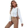 imageLYANER Womens Collar Neck Button Down Ruffle Front Long Sleeve Blouse Shirt TopWhite