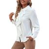 imageLYANER Womens Collar Neck Button Down Ruffle Front Long Sleeve Blouse Shirt TopWhite