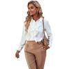 imageLYANER Womens Collar Neck Button Down Ruffle Front Long Sleeve Blouse Shirt TopWhite