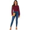 imageLYANER Womens Crew Neck Bodysuit Lace Hollow Out Long Sleeve Slim Fit Stretchy Leotards TopsBurgundy