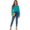 imageLYANER Womens Crew Neck Bodysuit Lace Hollow Out Long Sleeve Slim Fit Stretchy Leotards TopsTurquoise