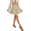 imageLYANER Womens Elastic Waist Pleated Layer Ruffle Hem Flowy A Line Short SkirtFloal Beigeblack