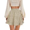 imageLYANER Womens Elastic Waist Pleated Layer Ruffle Hem Flowy A Line Short SkirtFloal Beigeblack