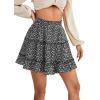 imageLYANER Womens Elastic Waist Pleated Layer Ruffle Hem Flowy A Line Short SkirtFloal Blackwhite