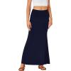 imageLYANER Womens Fold Over Waist Maxi Skirt Lightweight Floor Length Flared Long SkirtsNavy Blue
