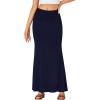 imageLYANER Womens Fold Over Waist Maxi Skirt Lightweight Floor Length Flared Long SkirtsNavy Blue